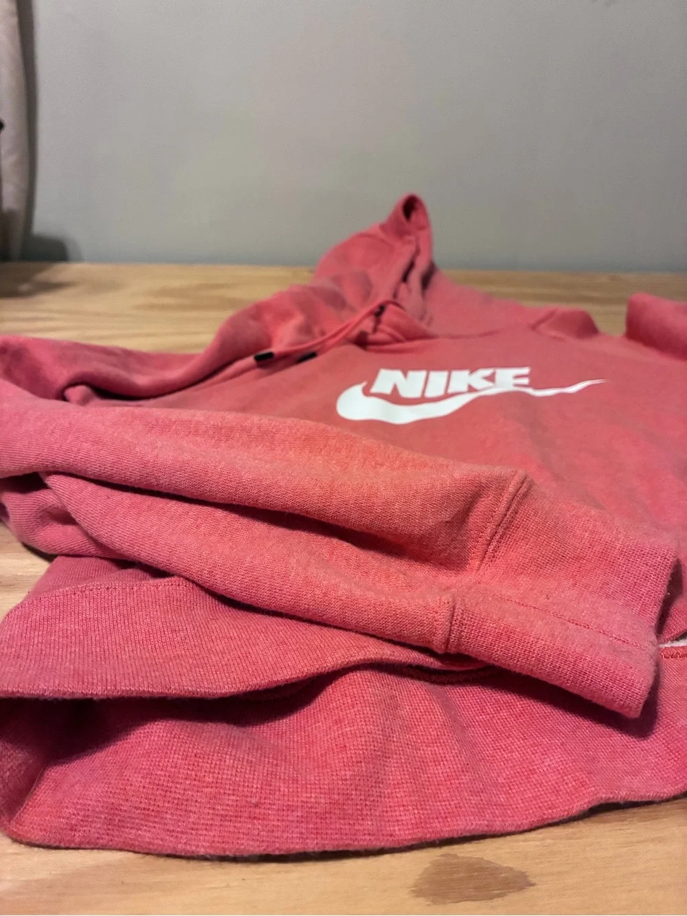 Nike Coral-Orange Logo Cropped Hoodie